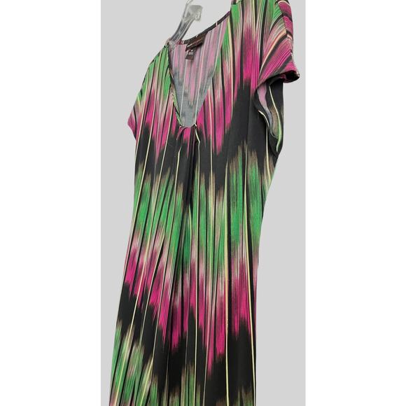 DANA BUCHMAN MIDI SCOOP NECK TUNIC DRESS, WOMENS, M, MULTICOLOR ABSTRACT DESIGN - Picture 2 of 9